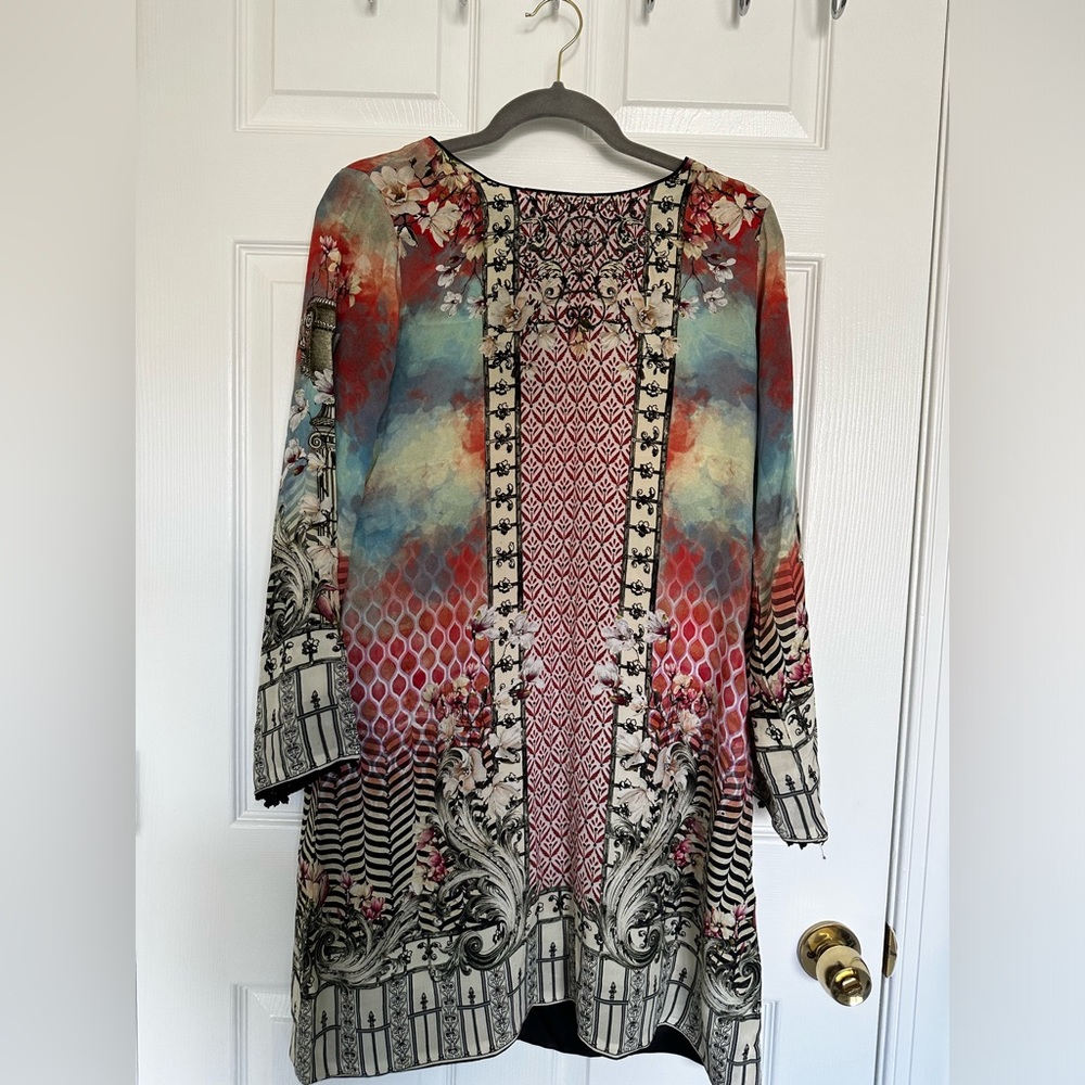 Sapphire Crepe Kurta with pearl embelishment